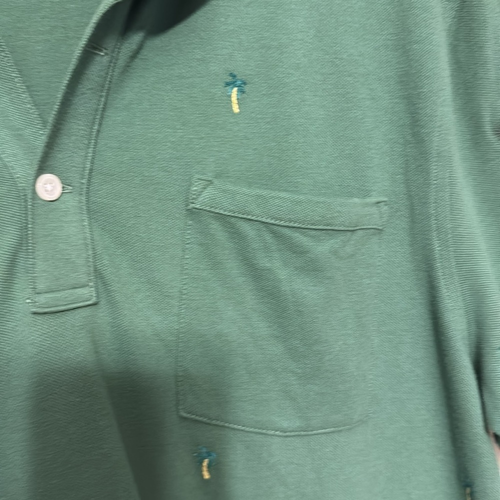 NWT J.Crew Men’s Palm Tree/ Pineapple Embroidered Polo Sz Large Slim - Picture 3 of 6